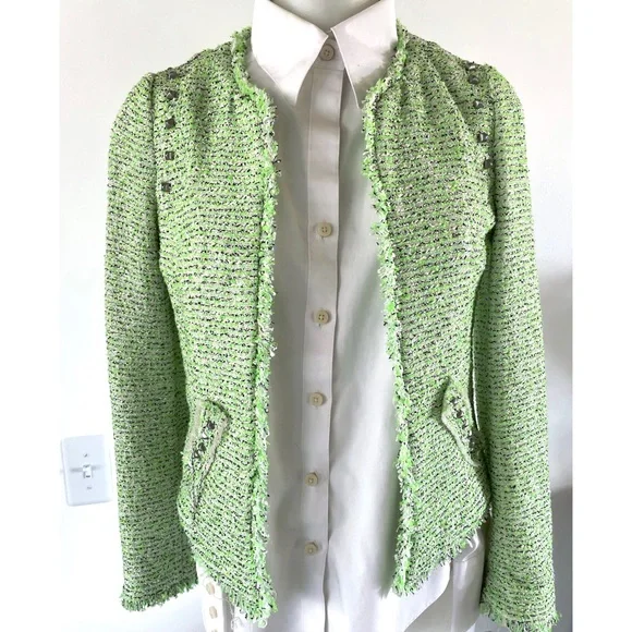 Zara short tweed jacket w/ silver studs size Small - Picture 4 of 4